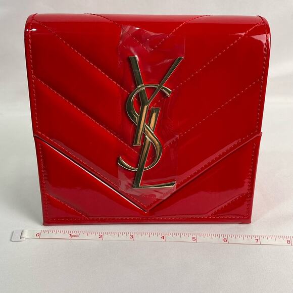 YSL Yves Saint Laurent Red Chevron Quilted Clutch Counter Display New - Picture 8 of 12